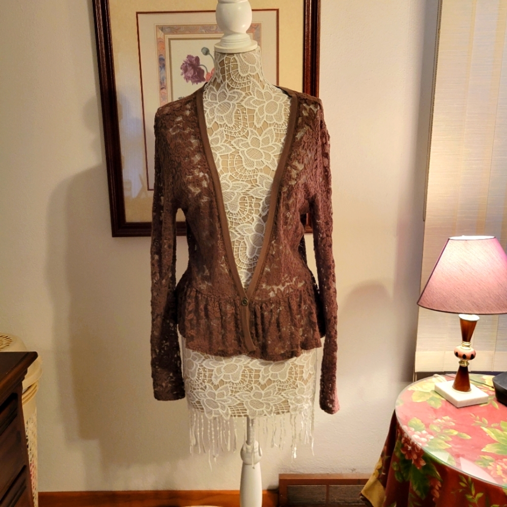Arizona Jean Co lace cardigan top. - Picture 2 of 6